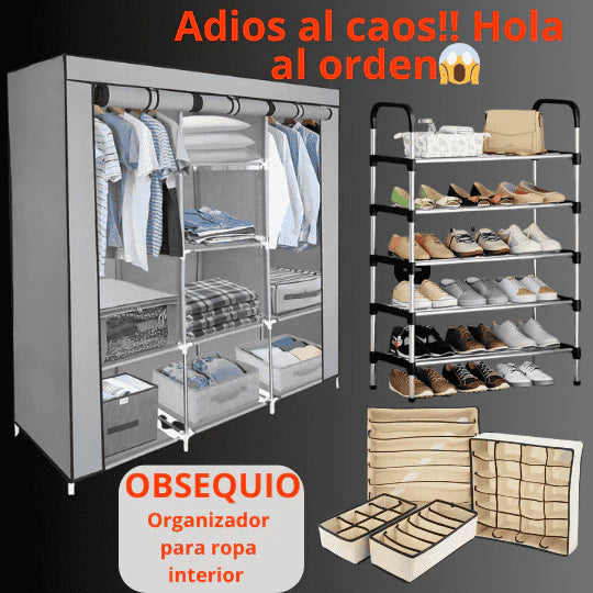 Closed de 3 Puertas + Organizador de Ropa colgante