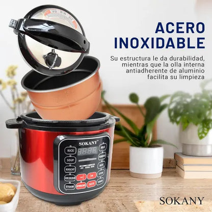 OLLA MULTIFUNCIONAL SOKANY + Set de Utensilios de Silicona Premium