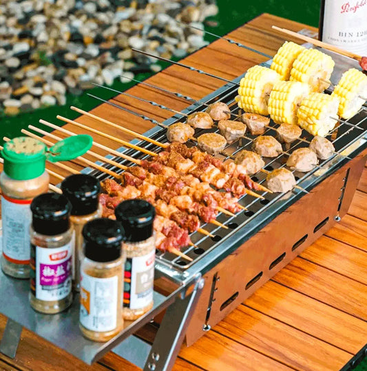 ASADOR PORTÁTIL + Pinza Inoxidable Premium